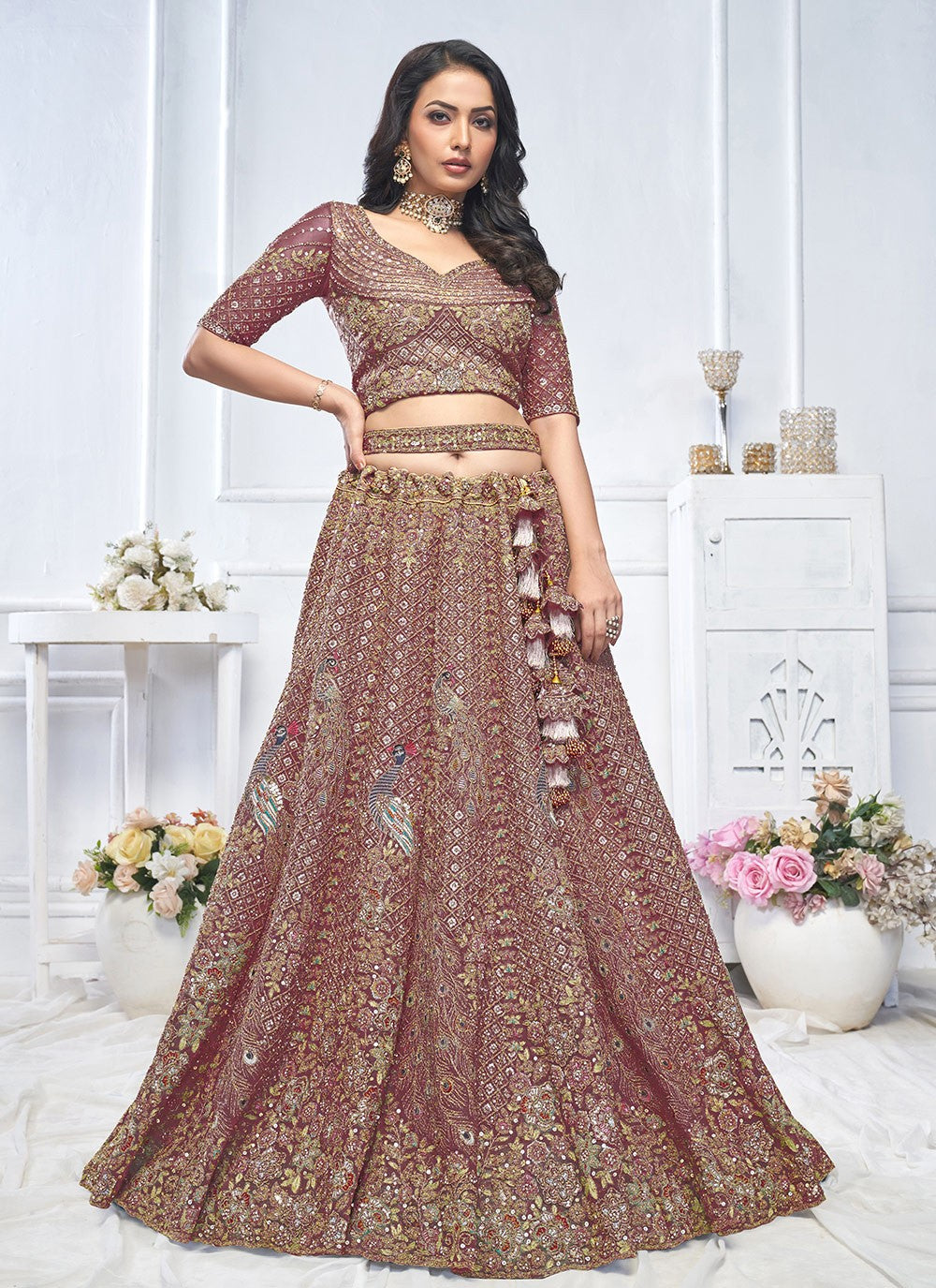 Embroidered Net A - Line Lehenga - L2762