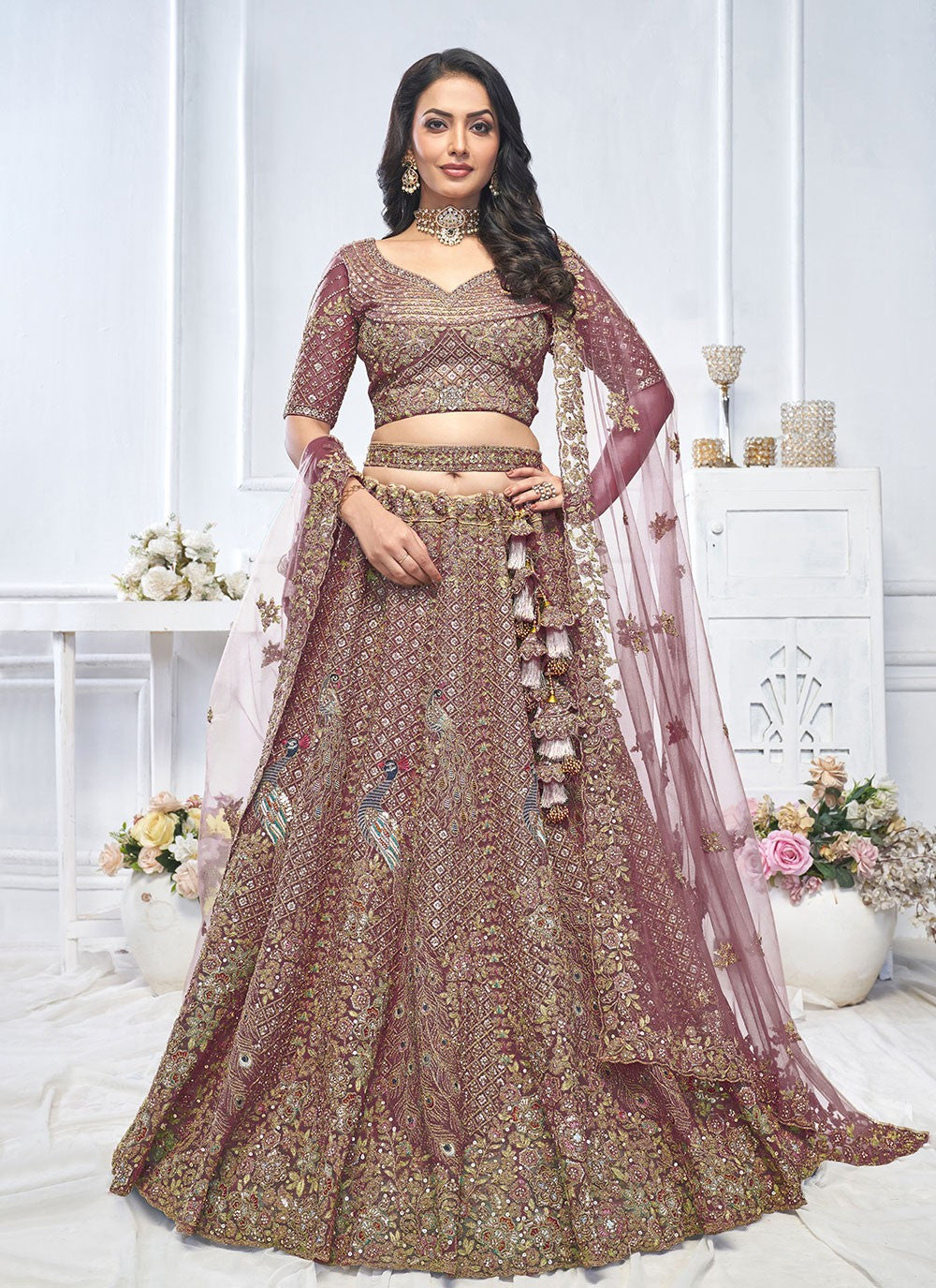 Embroidered Net A - Line Lehenga - L2762