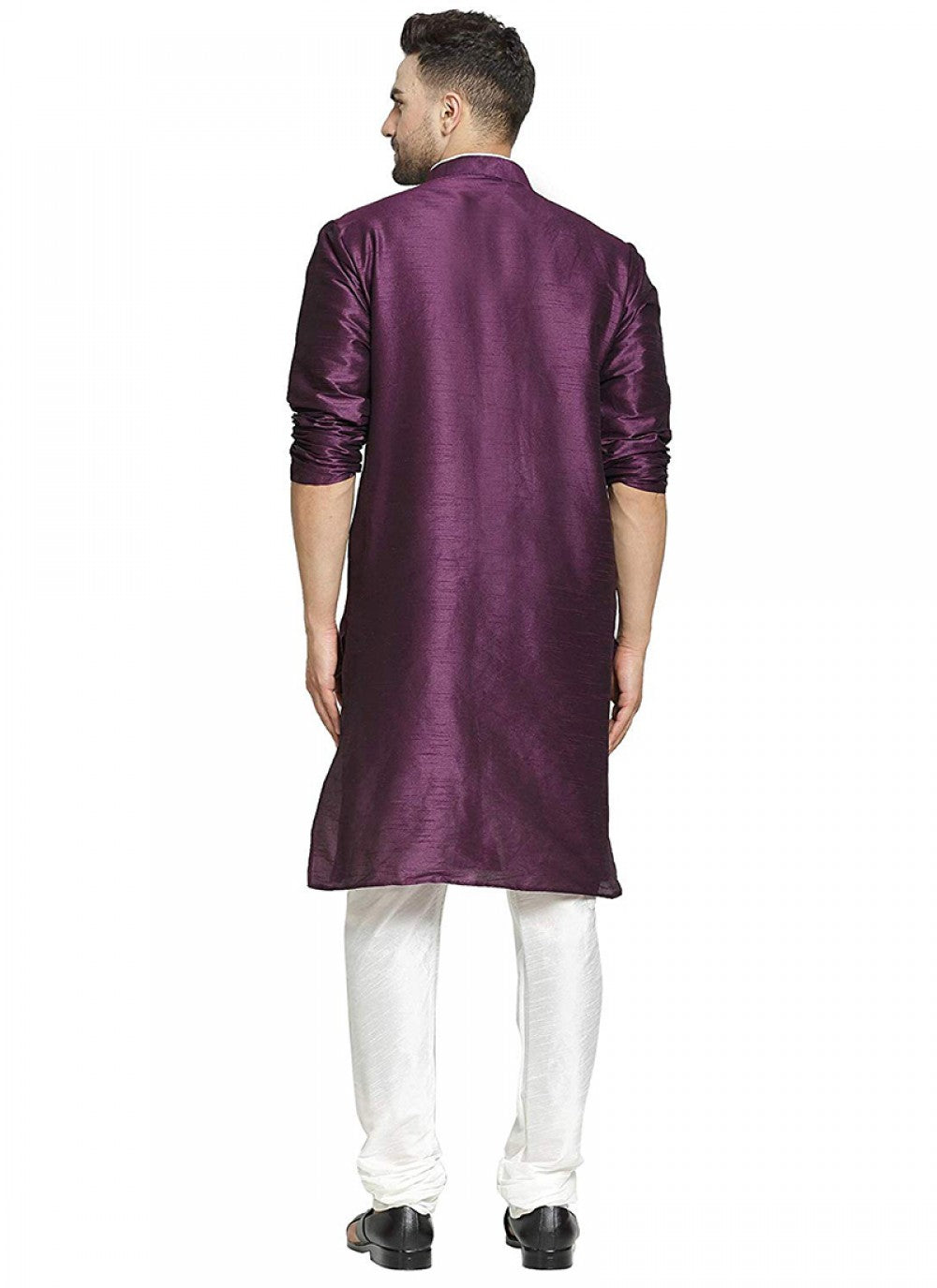 Plain Art Dupion Silk Purple Kurta Pyjama - M1301