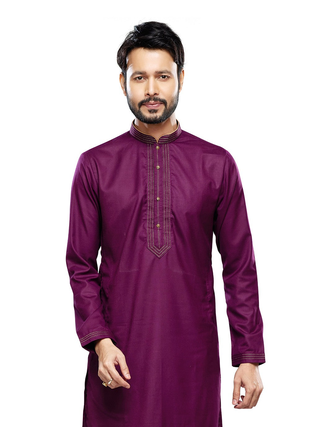 Plain Art Silk Purple Kurta Pyjama - M6750