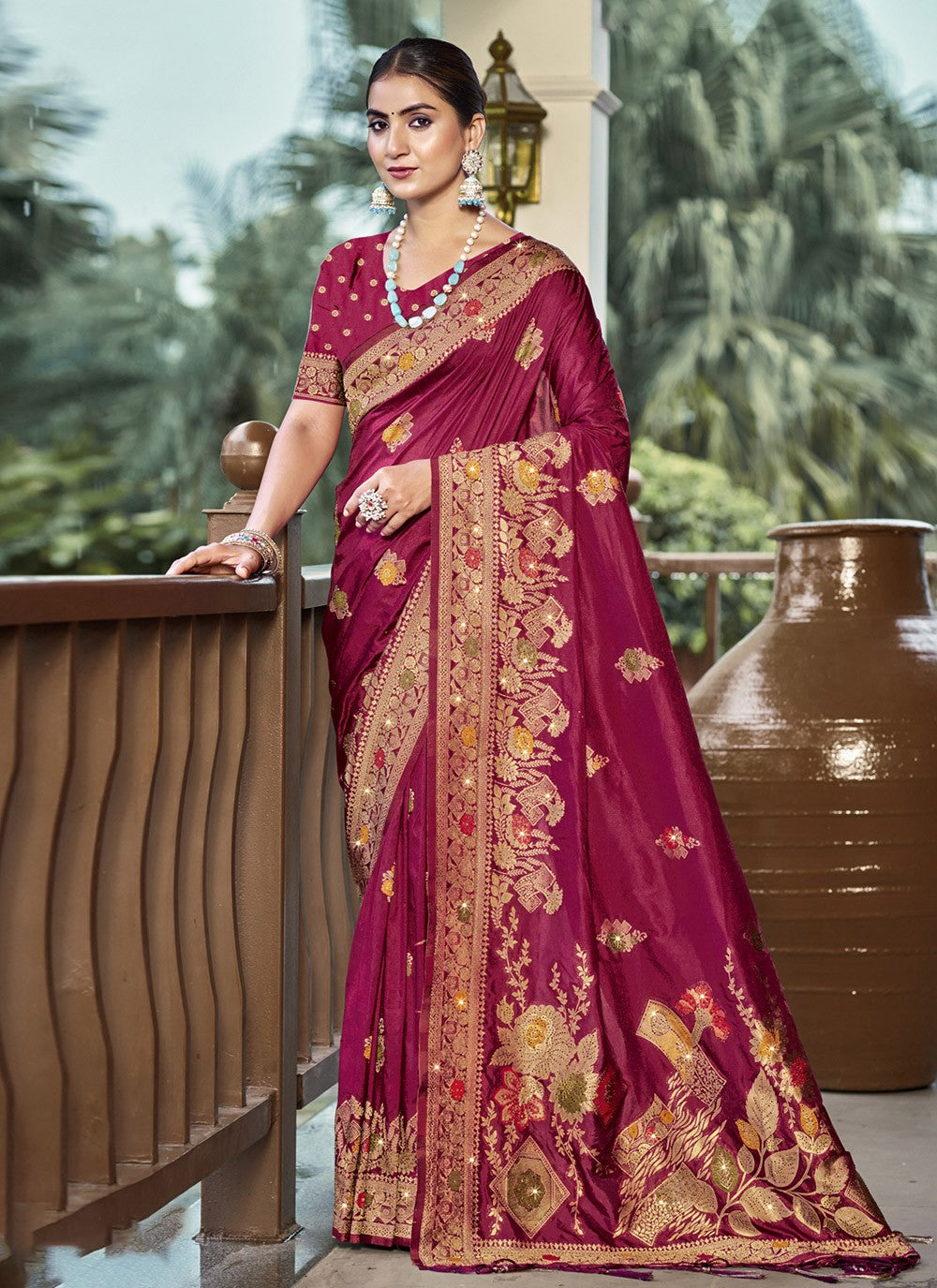 Trendy Printed Silk Saree - S9913