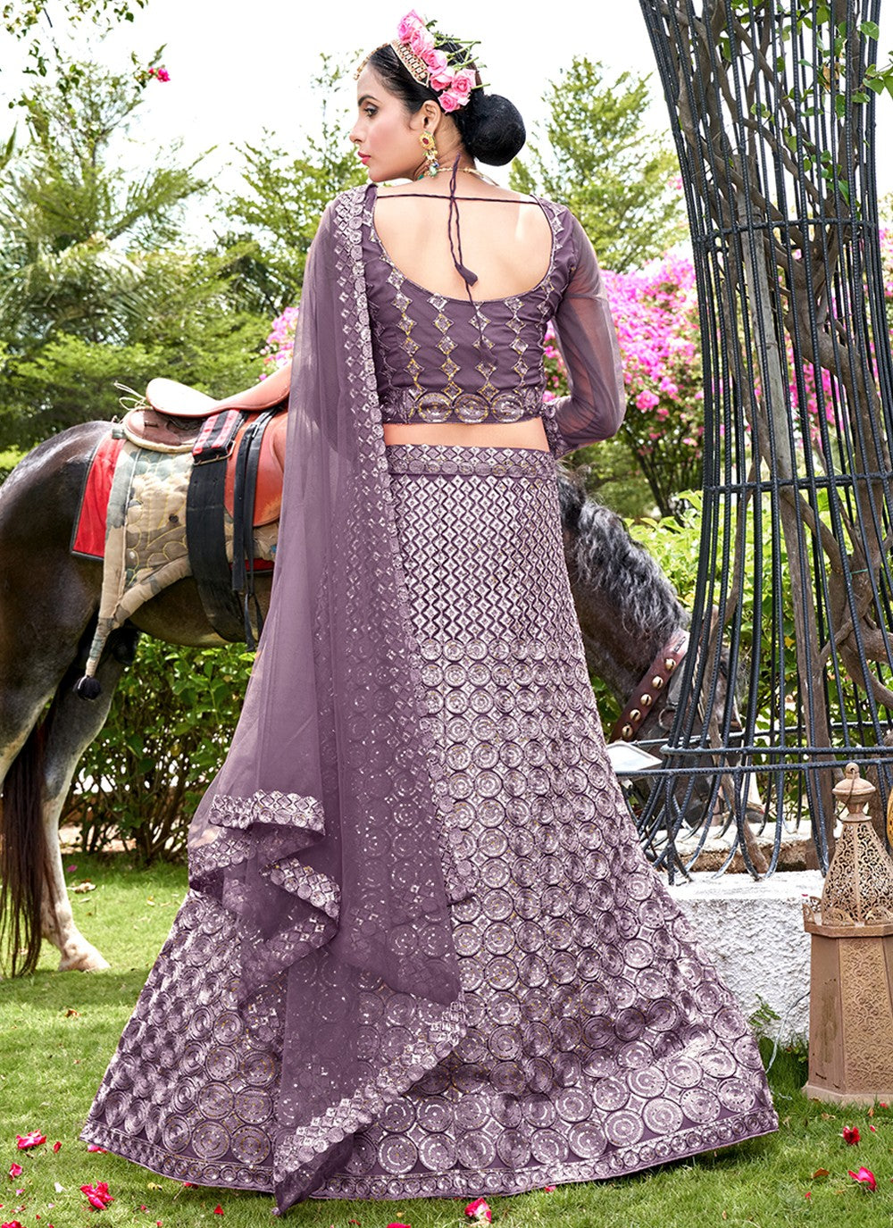 Embroidered Net A - Line Lehenga - L1045