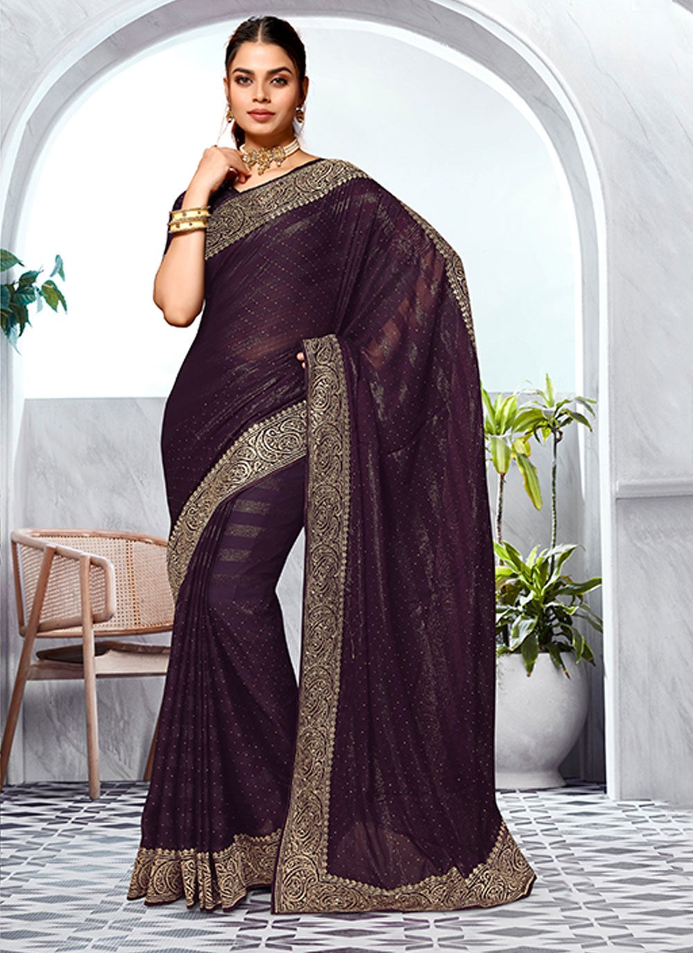 Classic Embroidered Art Silk Saree - S5981