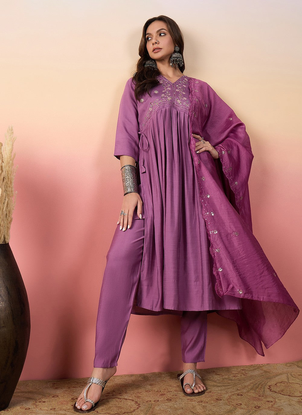 Silk Pant Style Suit - T3702