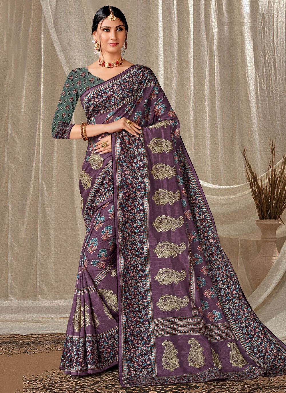 Trendy Embroidered Art Silk Saree - S4791