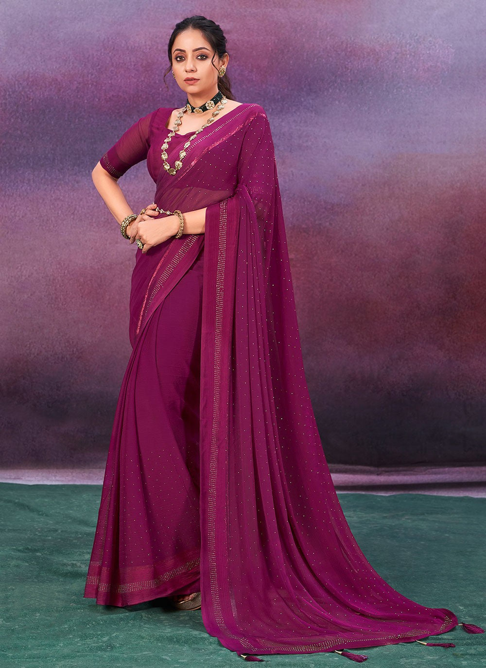 Classic Woven Chiffon Saree - S6704