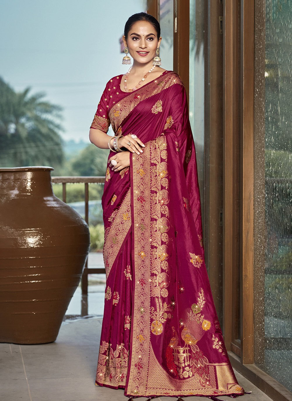 Trendy Printed Silk Saree - S9913