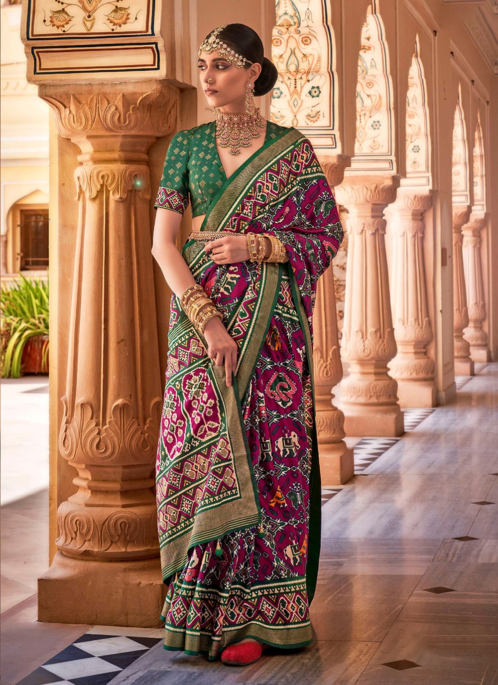 Trendy Printed Patola Silk Saree - S3466