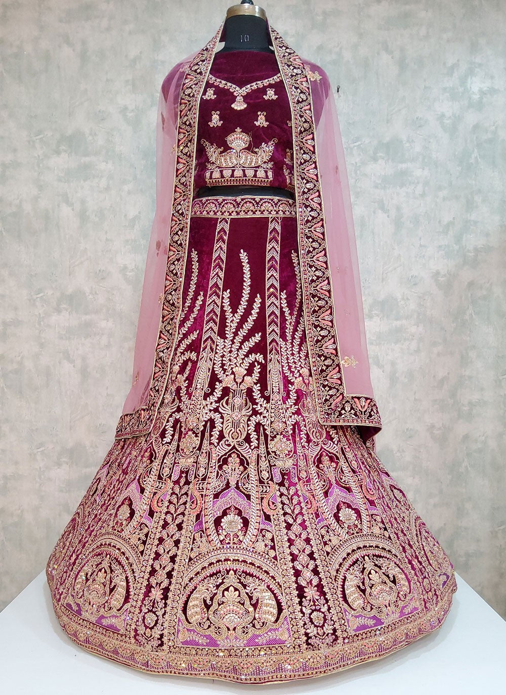 Embroidered Velvet A - Line Lehenga - L1974