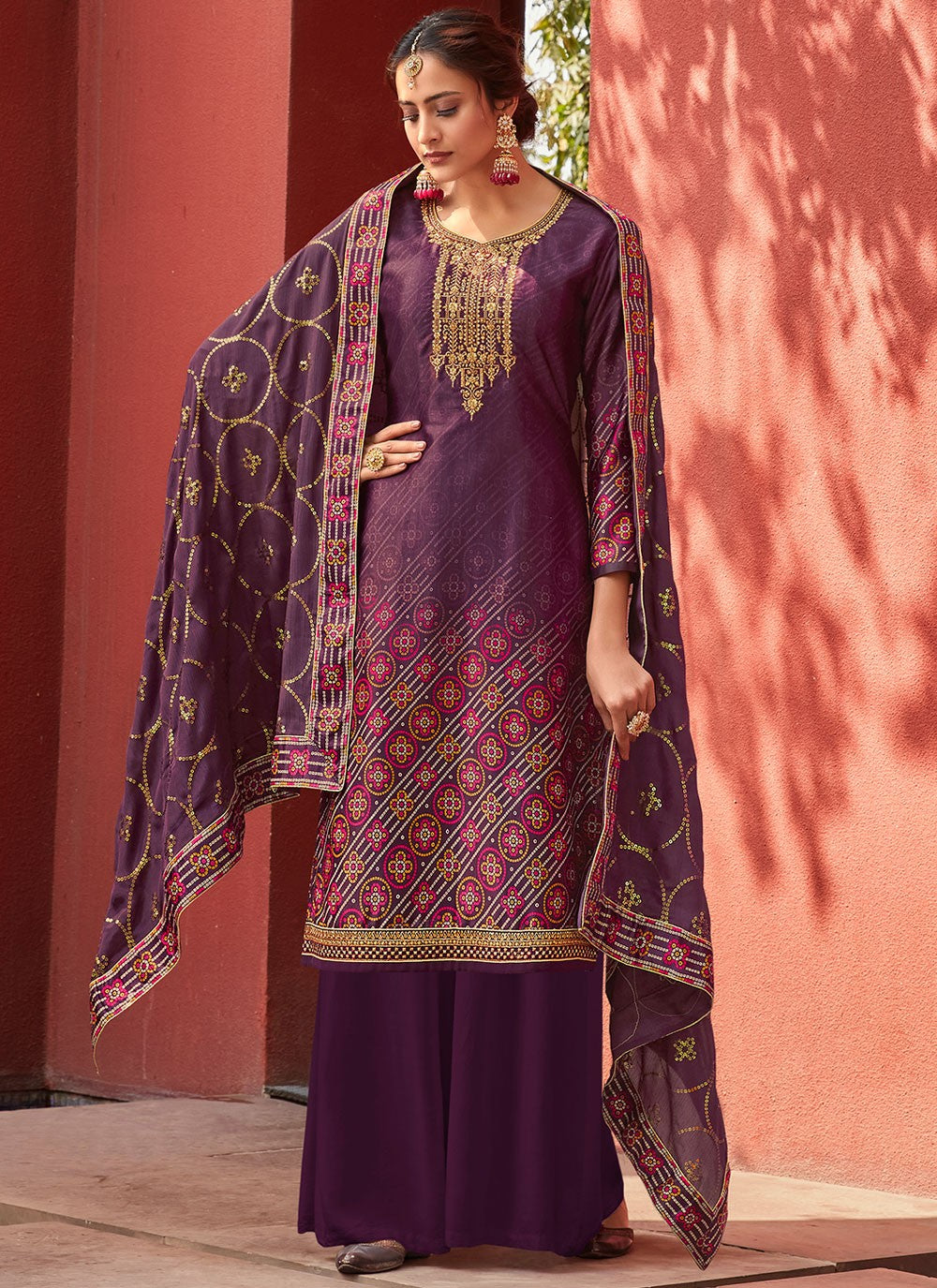 Satin Palazzo Suit - T223