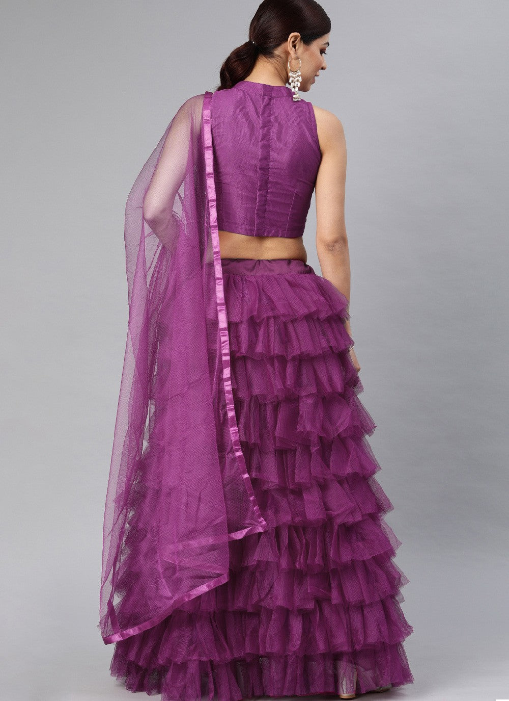 Ruffle Net A - Line Lehenga - L1123