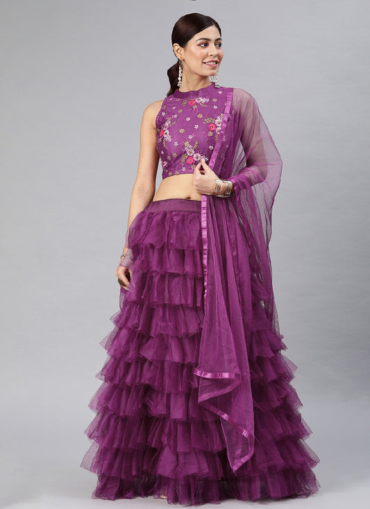 Ruffle Net A - Line Lehenga - L1123