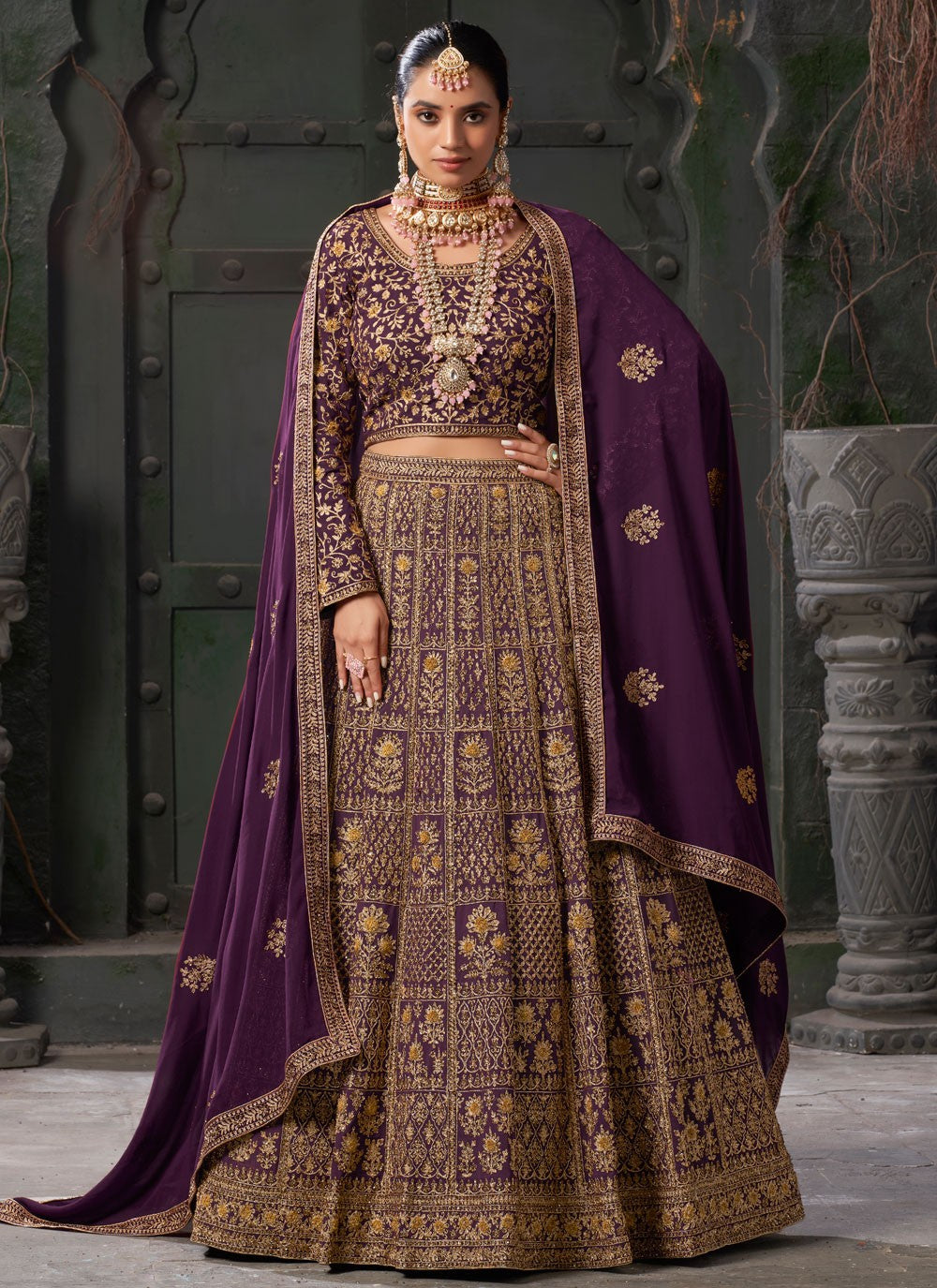 Cord Georgette Readymade Lehenga Choli - L2452