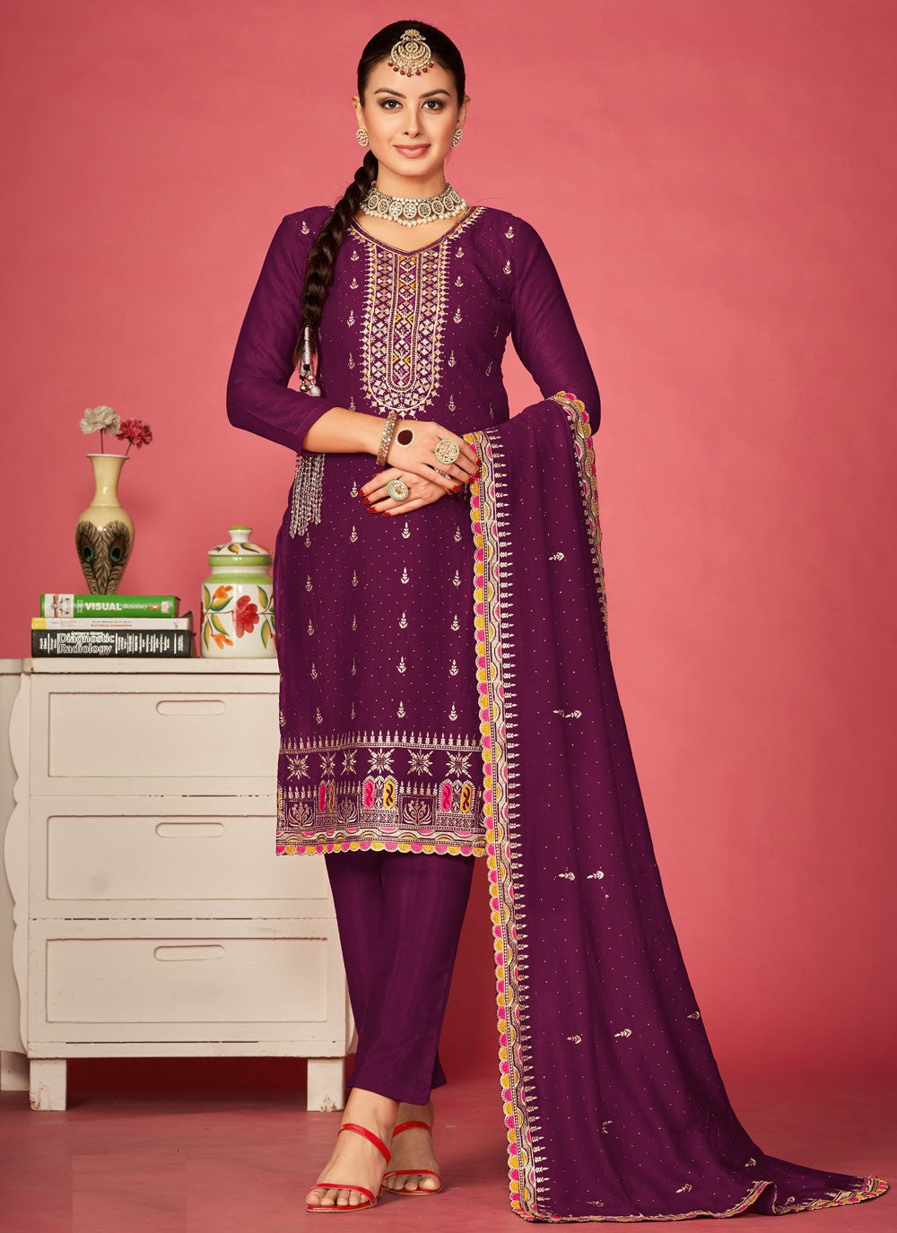 Vichitra Silk Salwar Suit - T2315