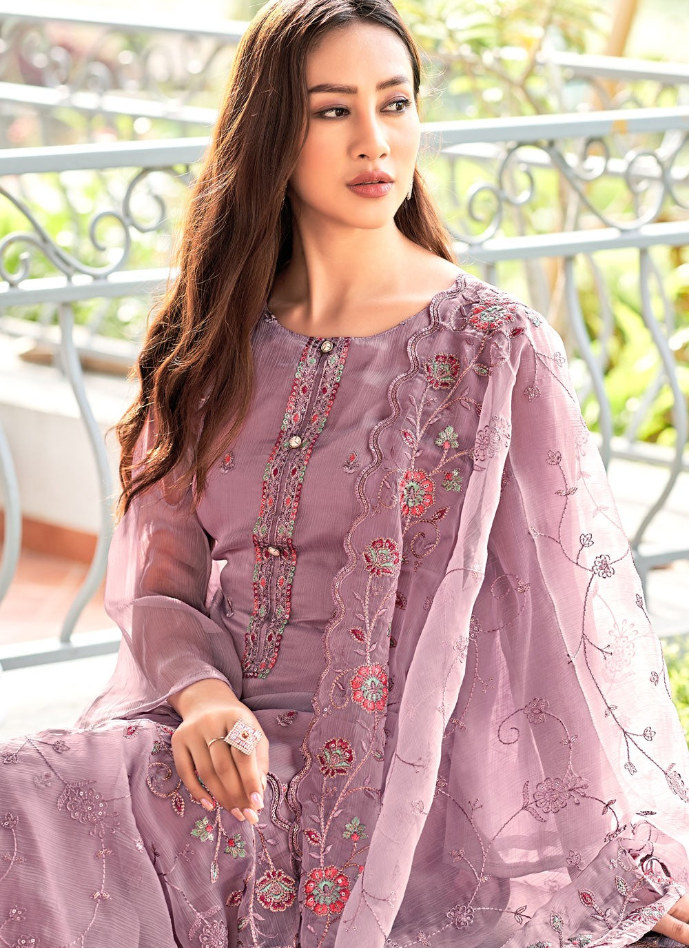 Embroidered Chiffon Salwar Suit - T4464