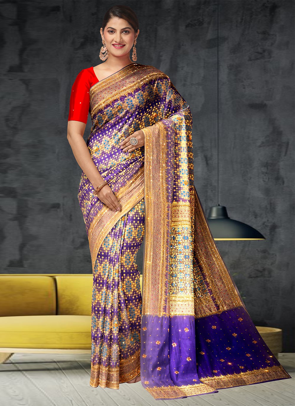 Classic Hand Embroidery Georgette Saree - S1972