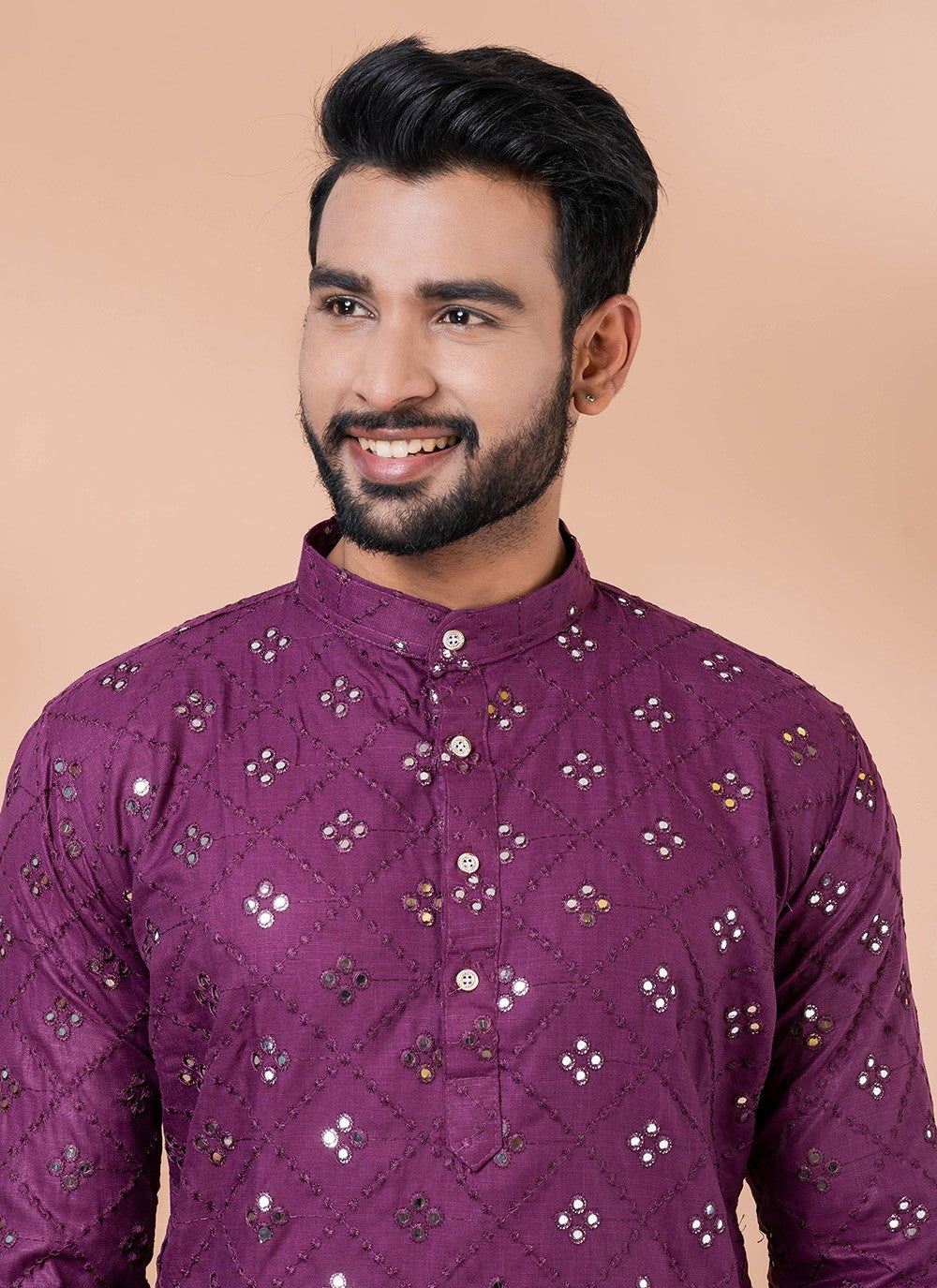 Mirror Cotton Purple Kurta Pyjama - M7801