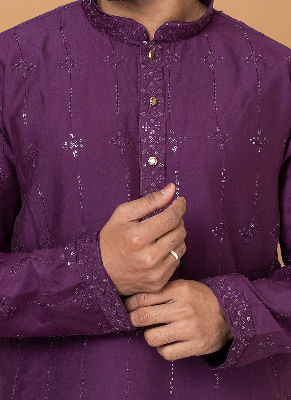 Embroidered Cotton , Viscose Purple Kurta Pyjama - M6345