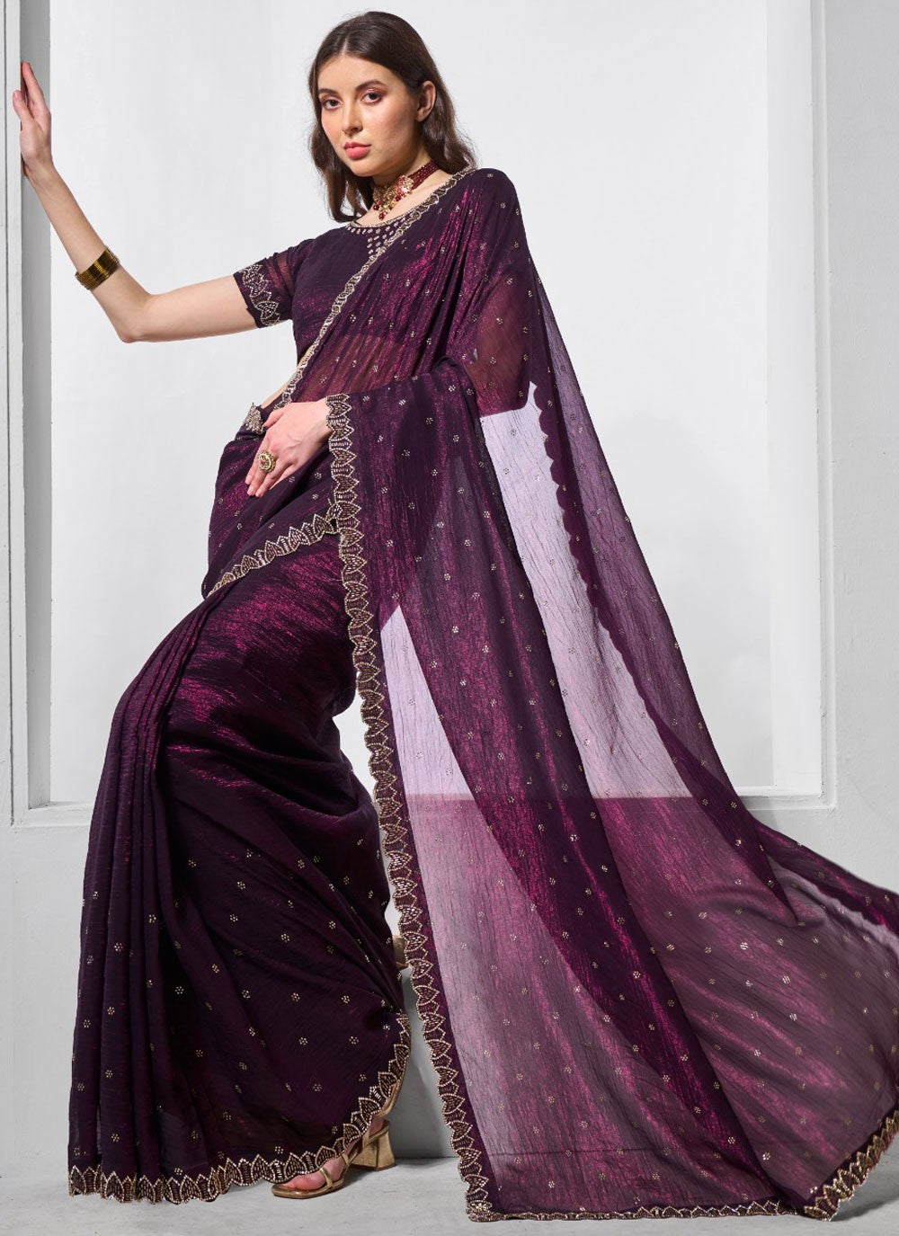 Classic Cutdana Chiffon Saree - S10563