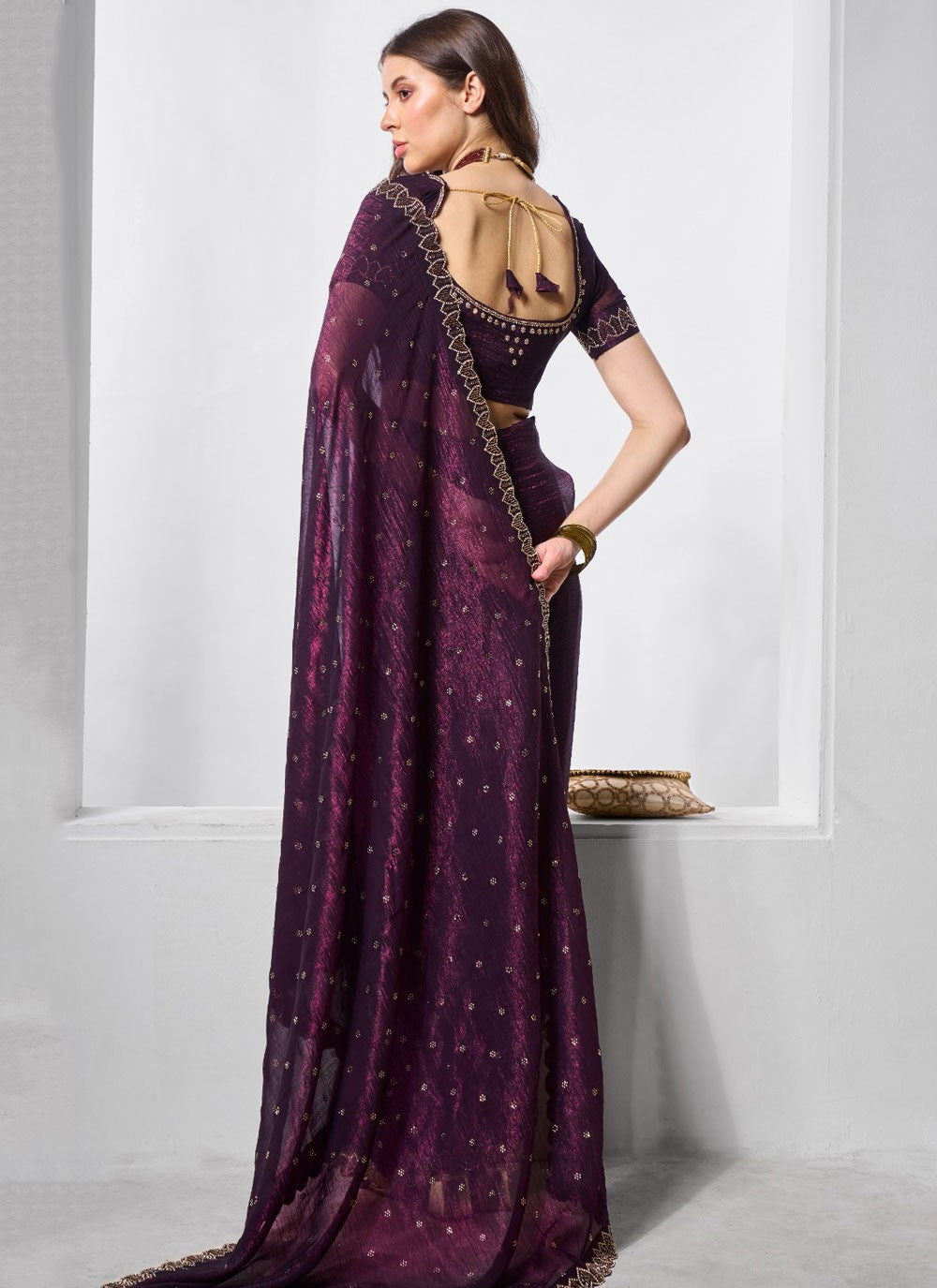 Classic Cutdana Chiffon Saree - S10563