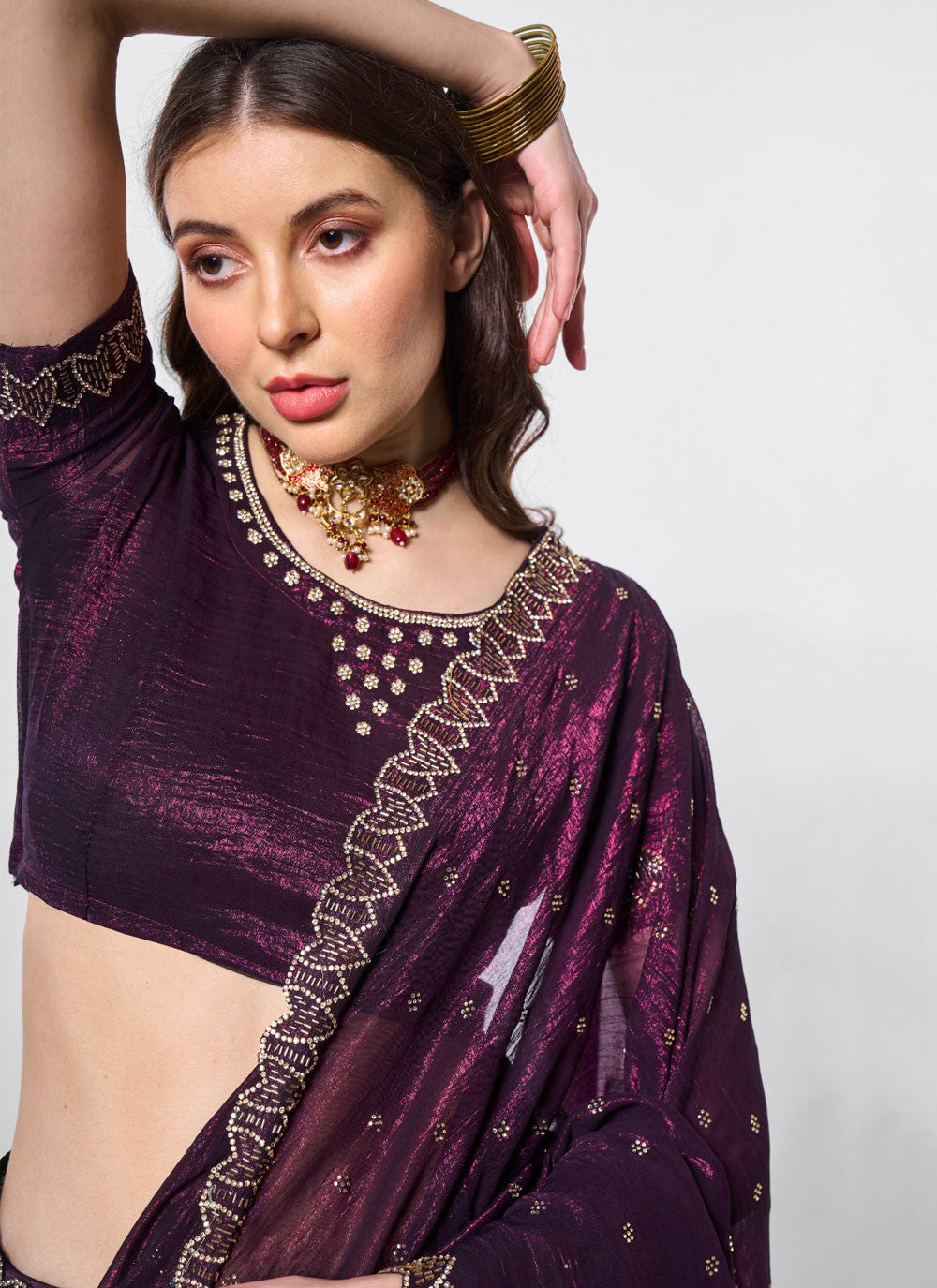 Classic Cutdana Chiffon Saree - S10563