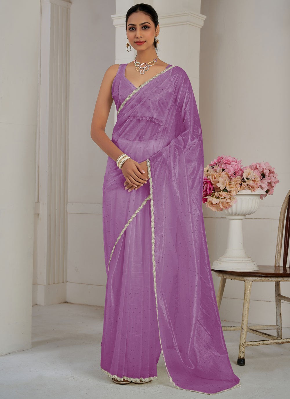 Classic Cutdana Net, Organza Saree - S10577