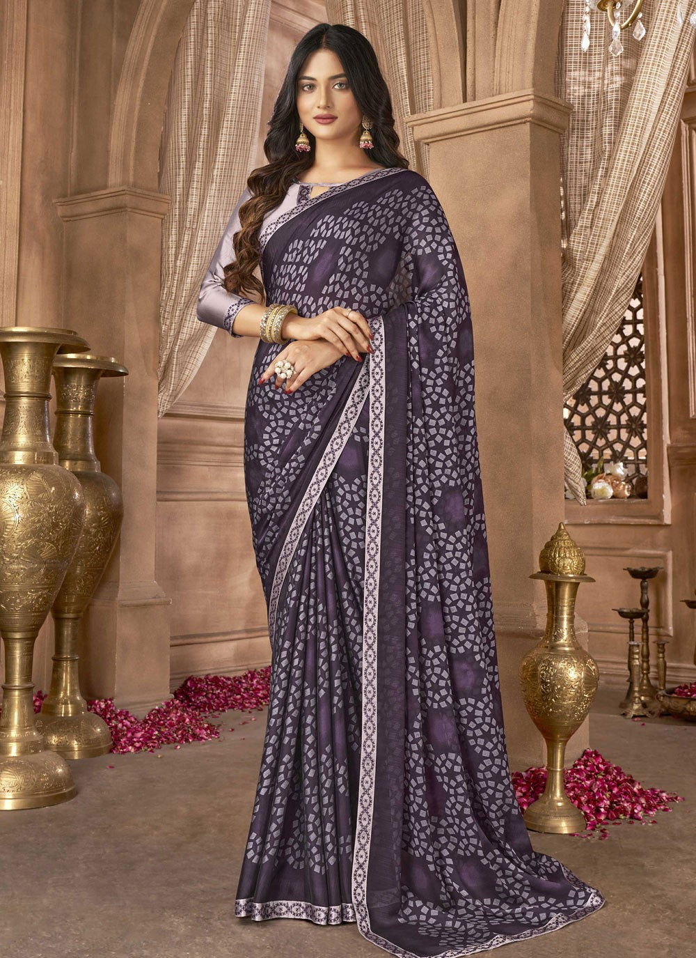 Classic Digital Print Georgette Saree - S3994