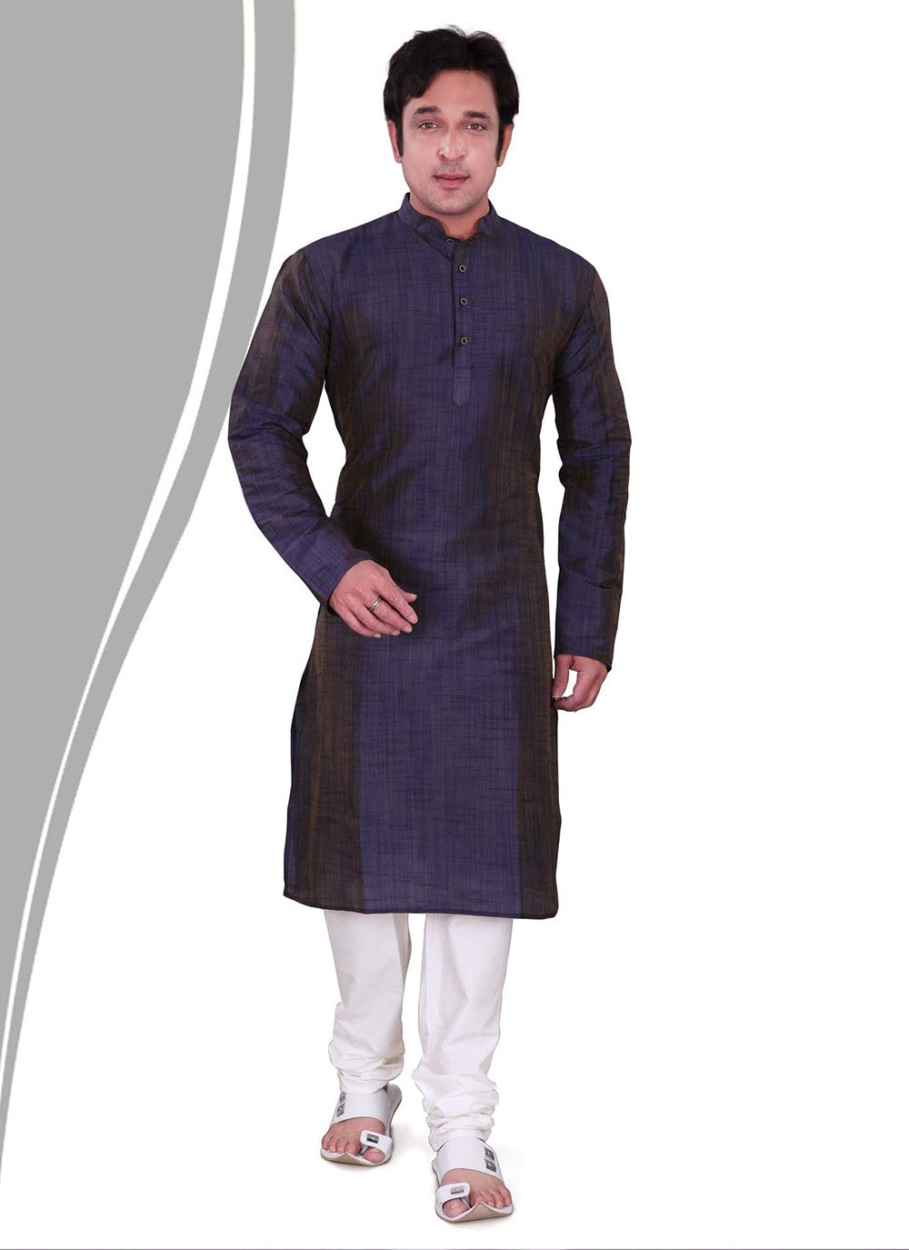 Plain Dupion Silk Purple Kurta Pyjama - M2136