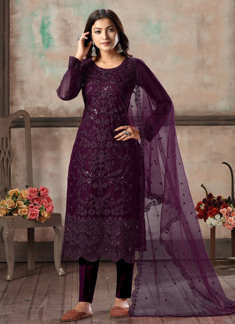 Net Salwar Suit - T082