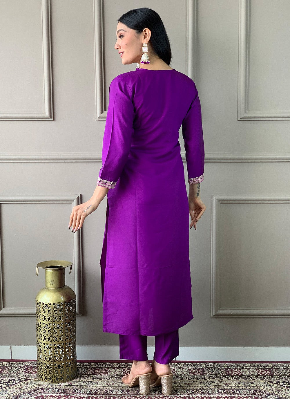 Chanderi , Viscose Pant Style Suit - T3303