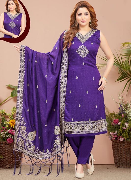 Embroidered Silk Salwar Suit - T4370