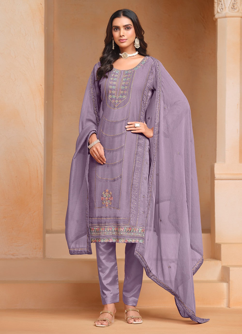 Chiffon, Organza Salwar Suit - T3598