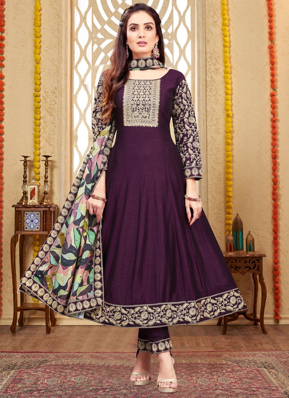 Embroidered Silk Salwar Suit - T4302