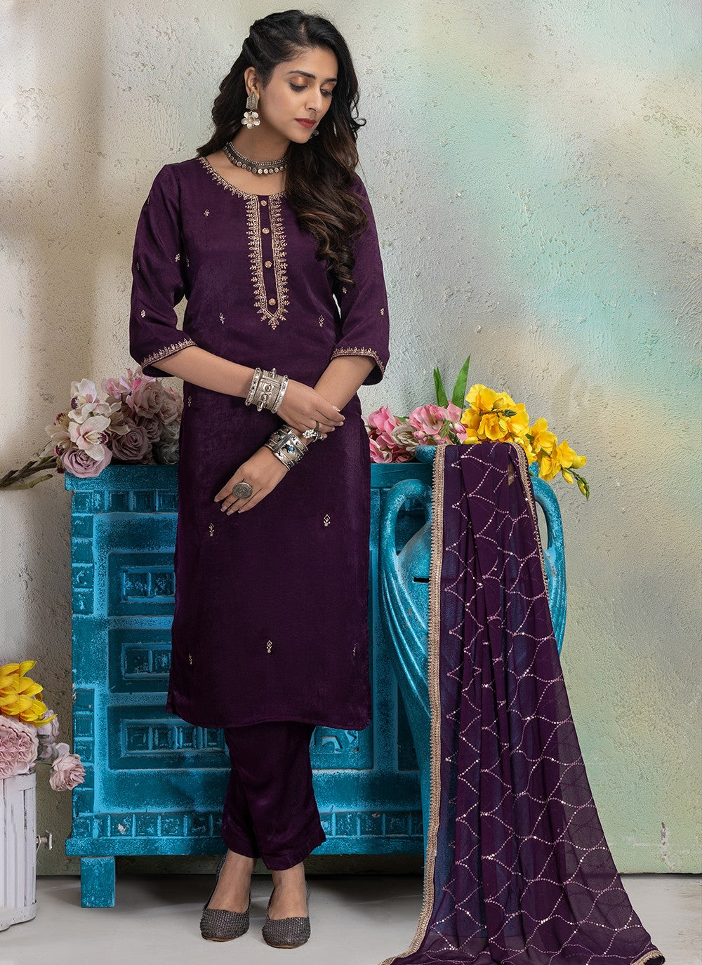 Silk Salwar Suit - T2035