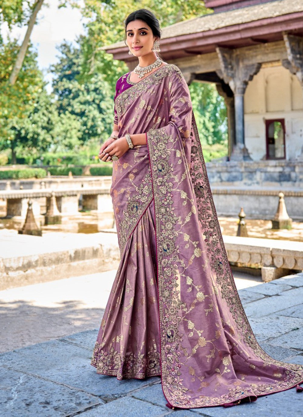 Classic Embroidered Silk Saree - S3890