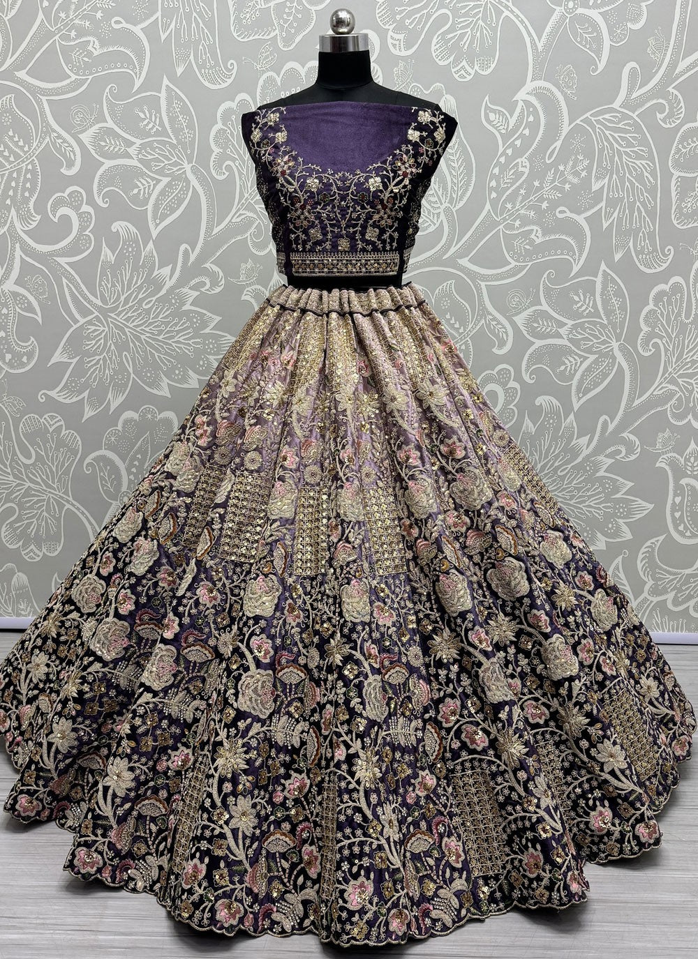 Diamond Velvet A - Line Lehenga - L2261