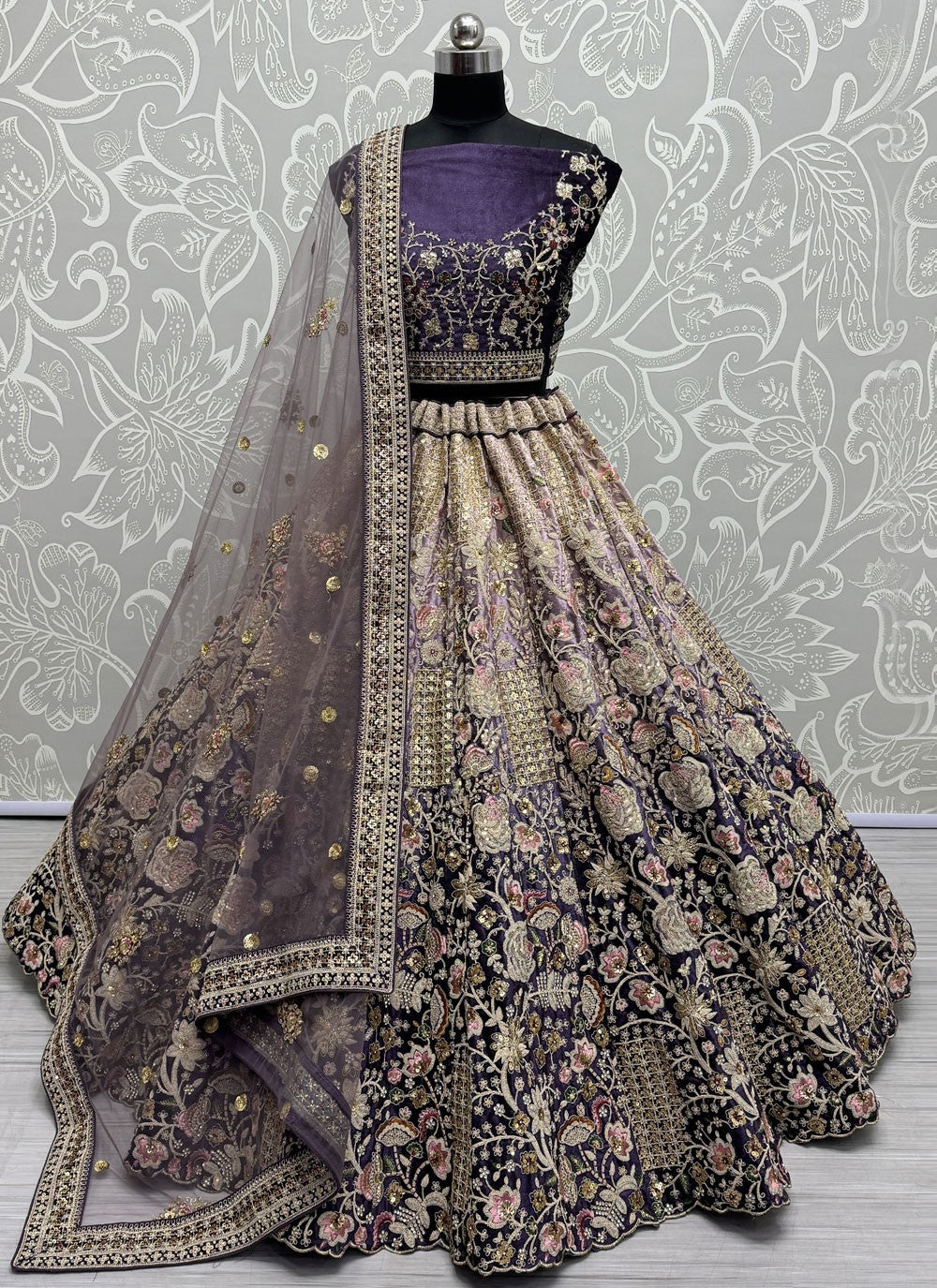 Diamond Velvet A - Line Lehenga - L2261