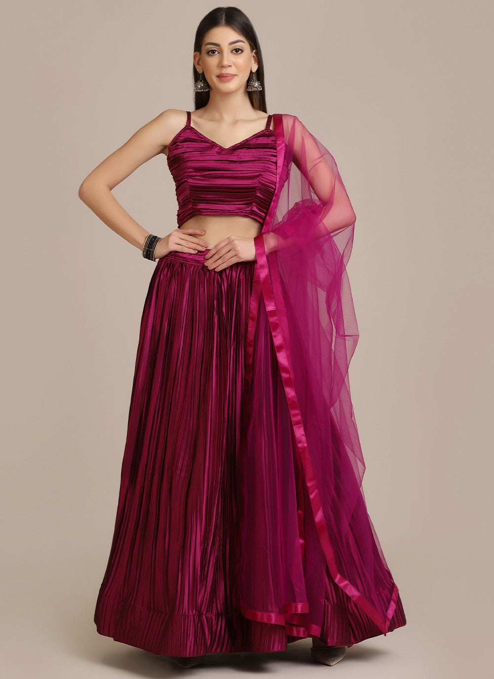 Plain Satin Silk A - Line Lehenga - L0623