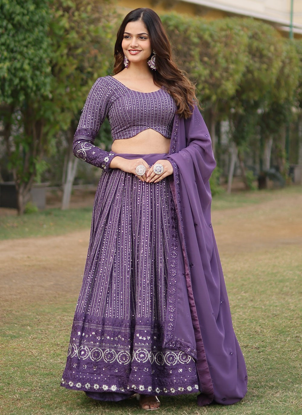 Embroidered Faux Georgette A - Line Lehenga - L1707