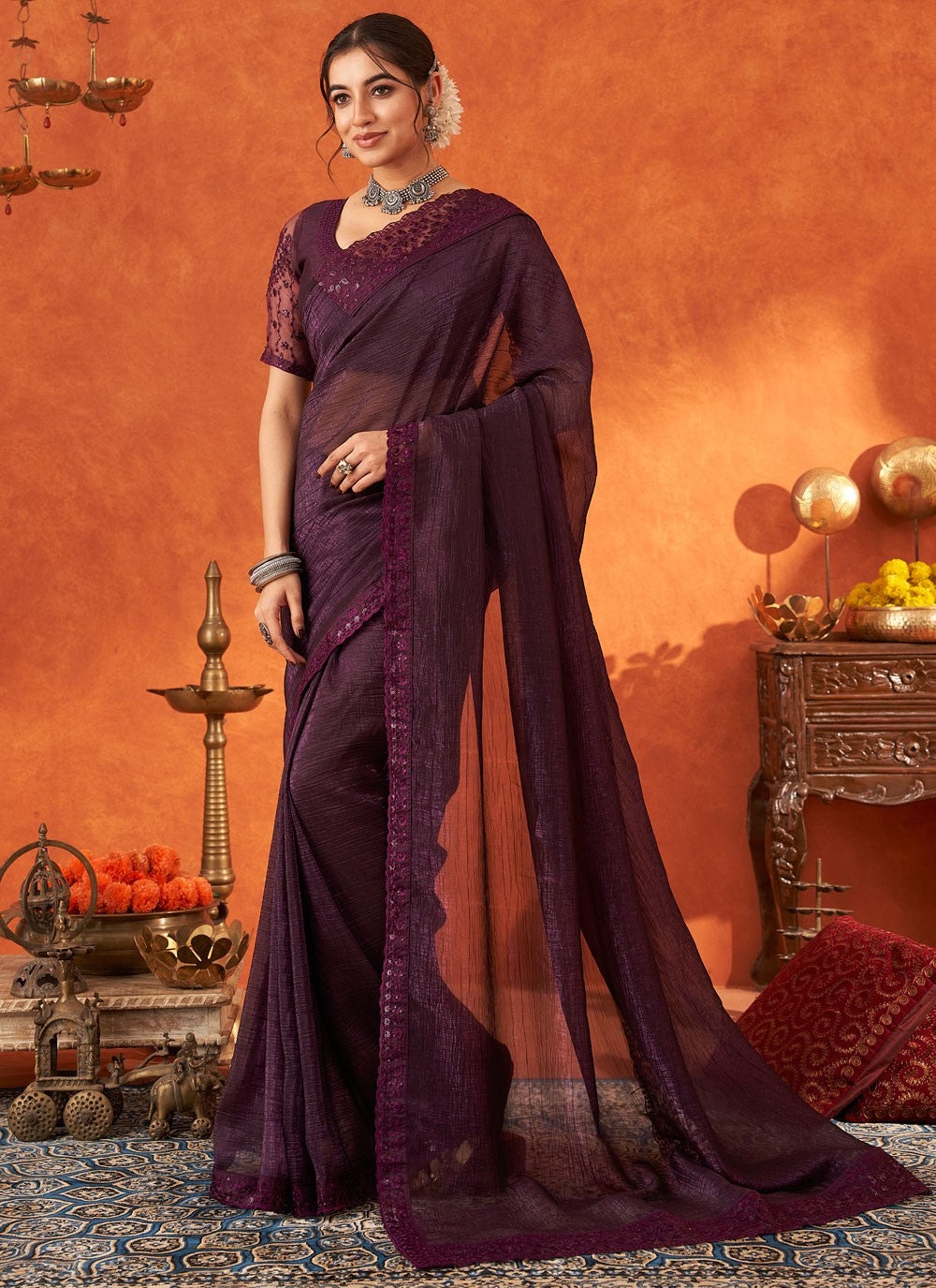 Classic Border Work Cotton Silk Saree - S8796