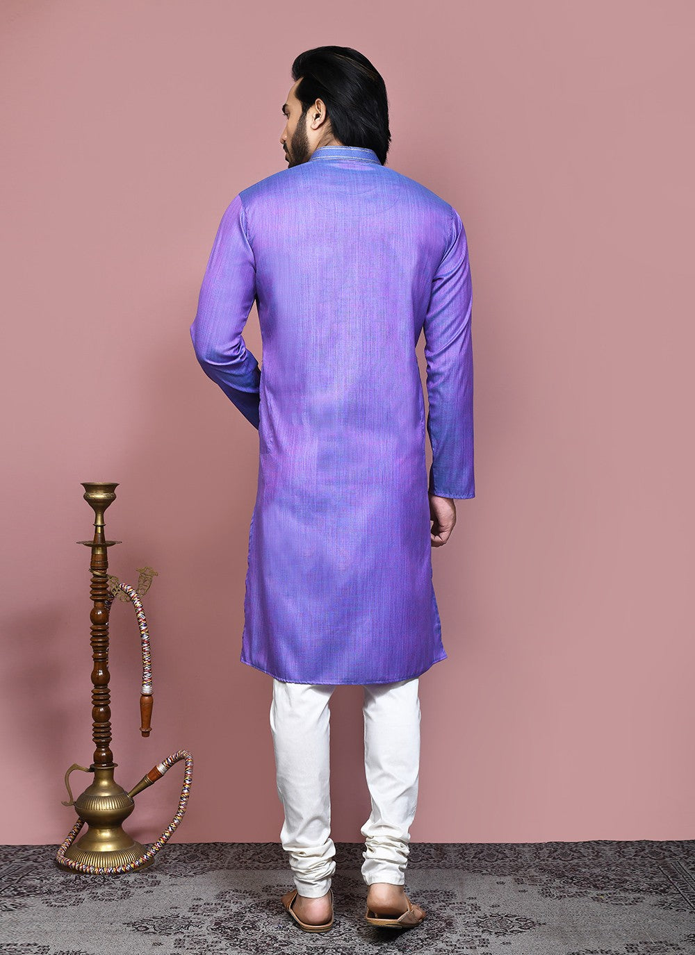 Plain Cotton Silk Purple Kurta Pyjama - M7877