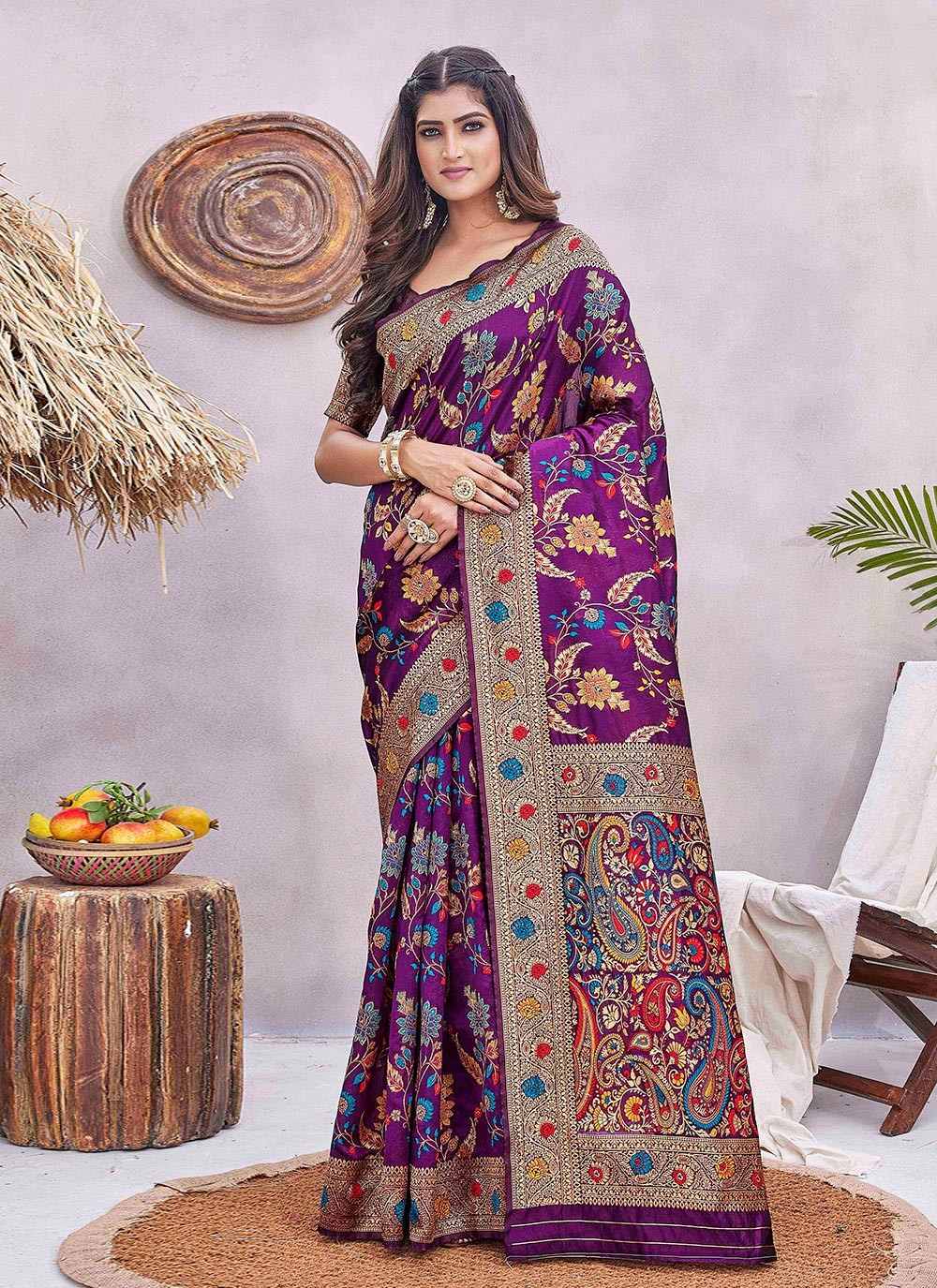 Trendy Jacquard Work Silk Blend Green Saree - S10967