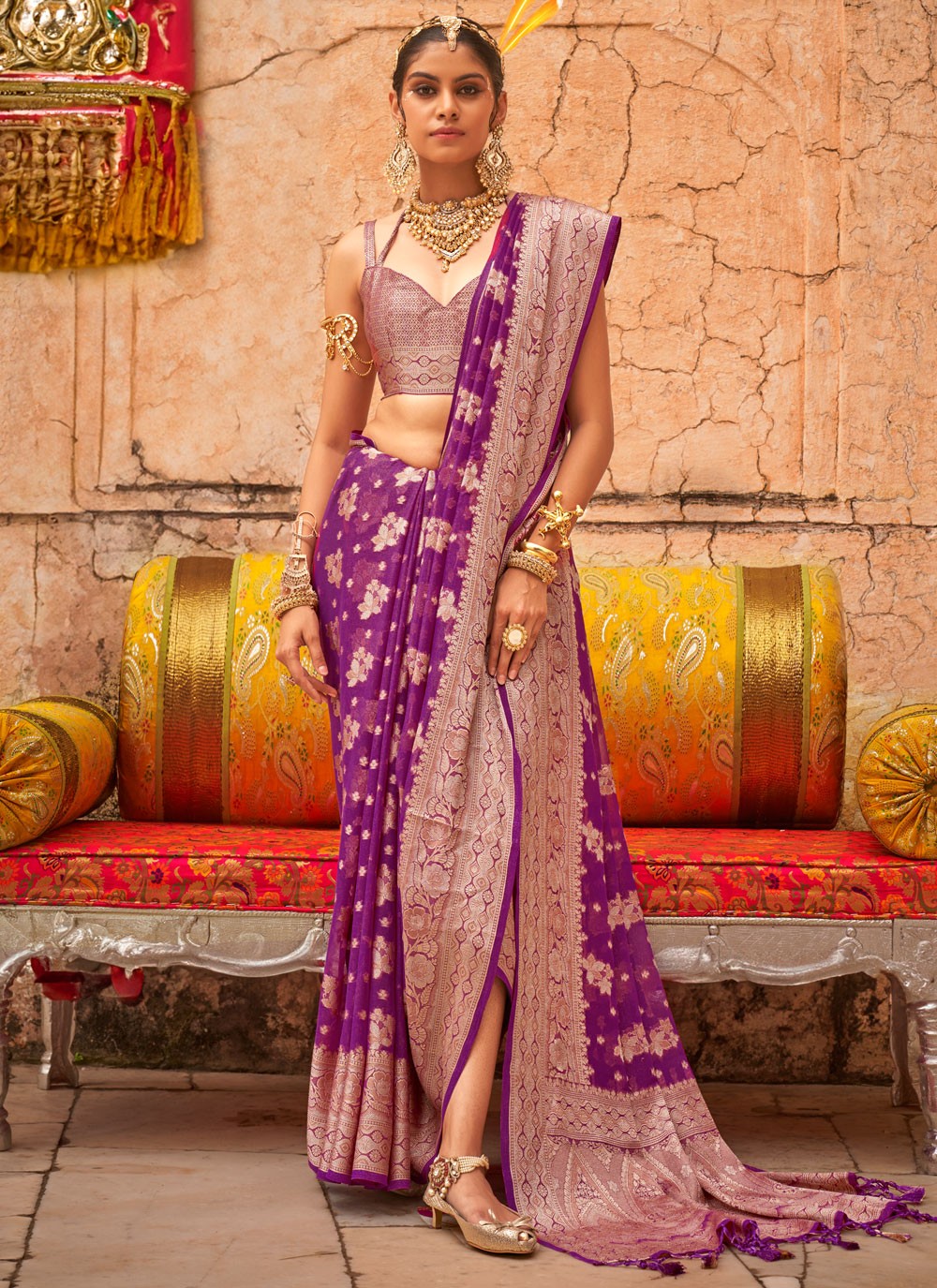 Classic Weaving Zari Georgette Saree - S9020