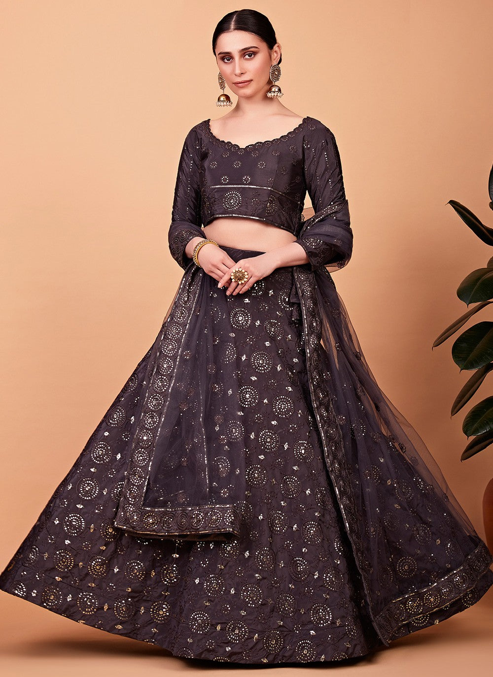 Embroidered Silk A - Line Lehenga - L0867