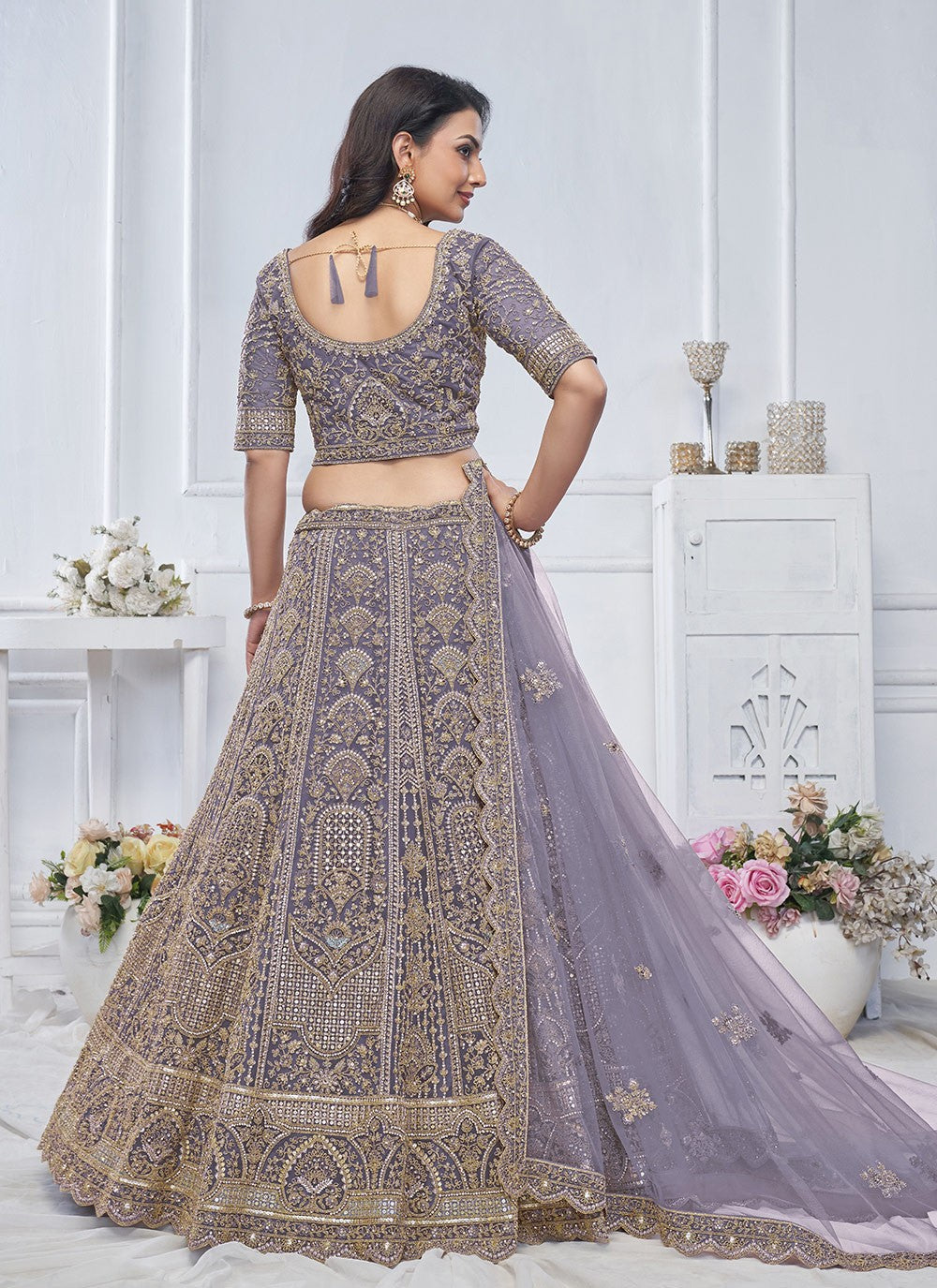 Embroidered Net A - Line Lehenga - L2825