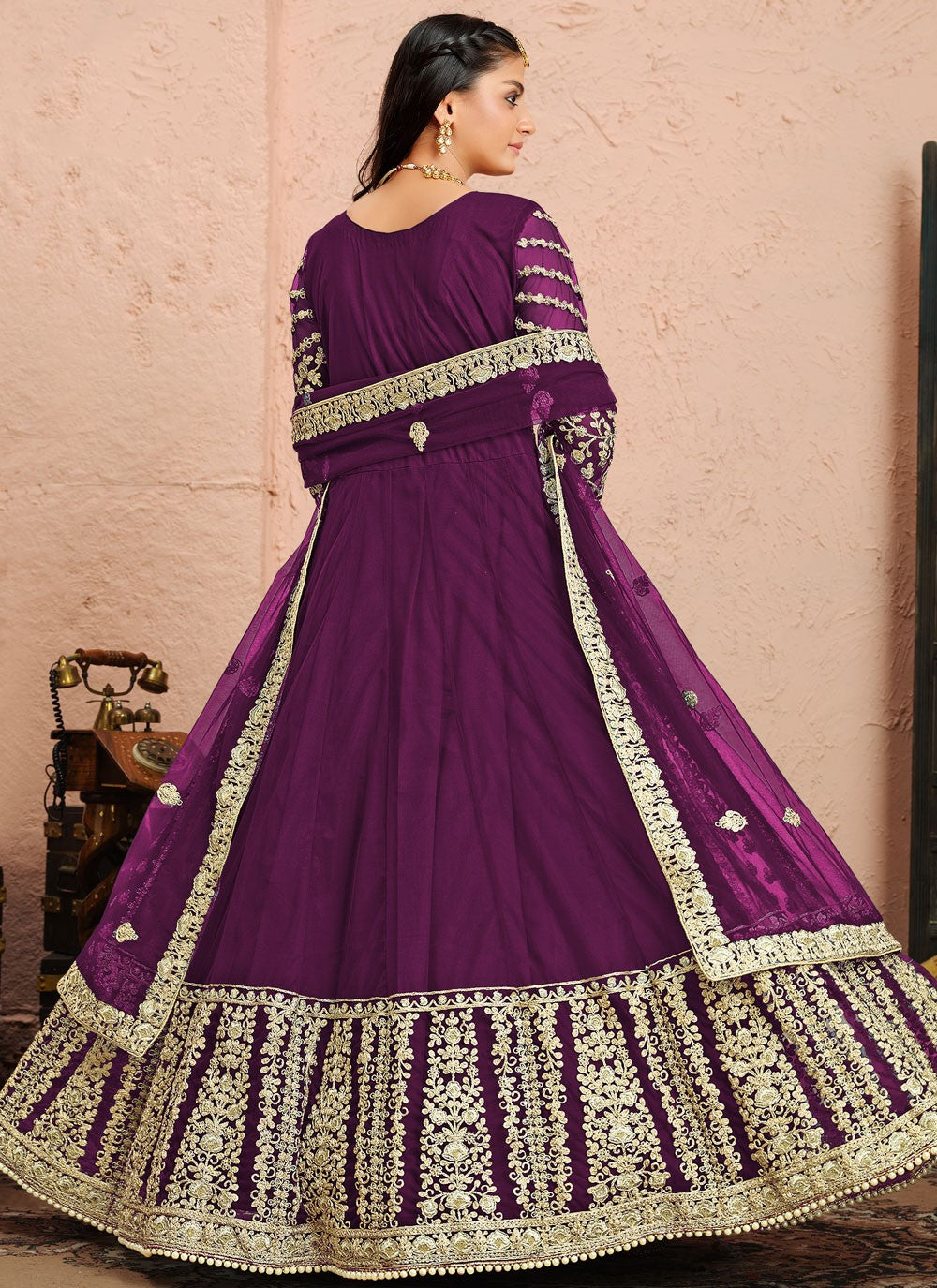 Net Floor Length Anarkali - T464