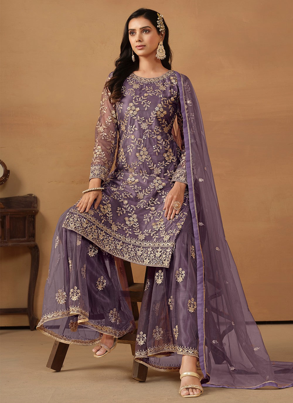 Net Salwar Suit - T2089