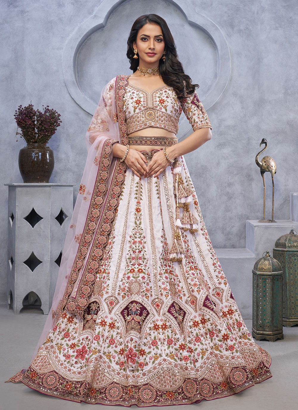 Embroidered Net A - Line Lehenga - L2825