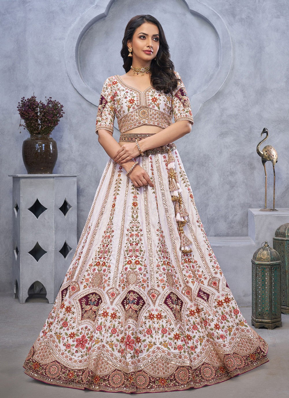 Embroidered Net A - Line Lehenga - L2825