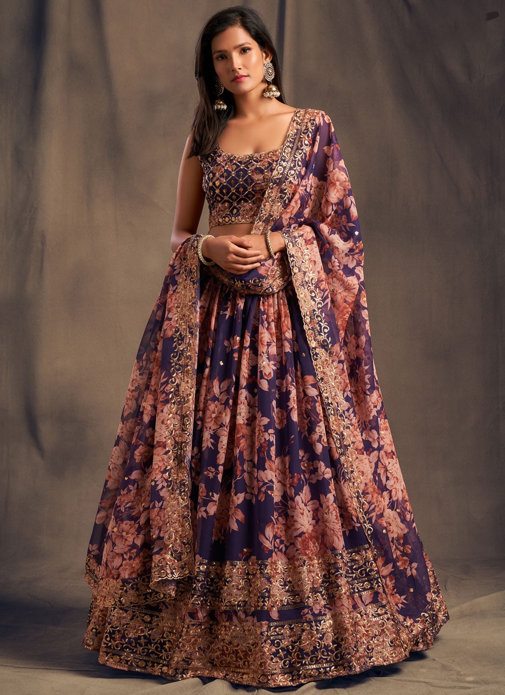 Embroidered Organza A - Line Lehenga - L0259